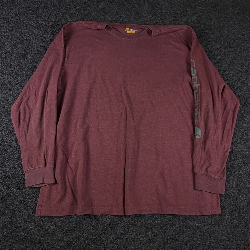 Carhartt Long Sleeve T-Shirt Mens 2XL K231 R19 Burgundy Original Fit EUC